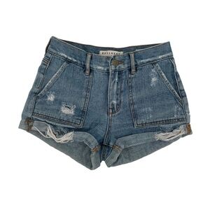 Bullhead Denim Co Distressed Cuffed Hem High Rise Jean Shorts Size 25 Women’s